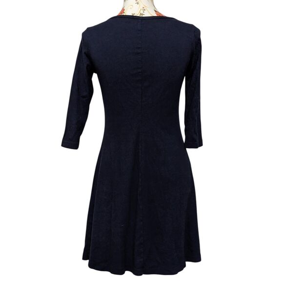 Three Dots Size Small Dark Blue Dress 3/4 Sleeve Boat Neck Ballerina Athleisure - Picture 5 of 9